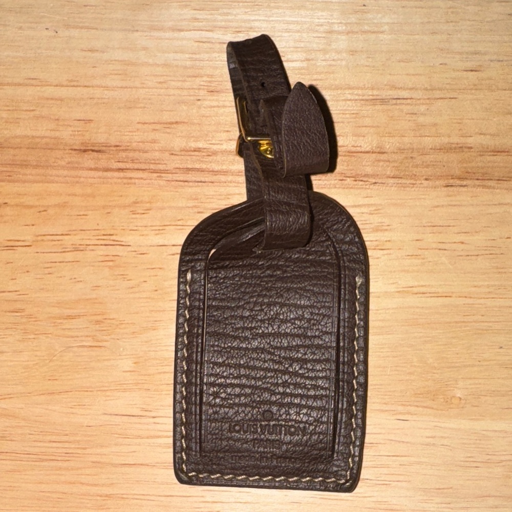 Louis Vuitton Dark Brown Leather Luggage Tag purse charm